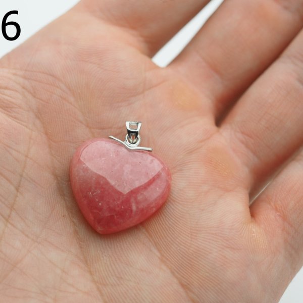 Rodochrozyt i srebro rodowane - zawieszka serce 21 mm