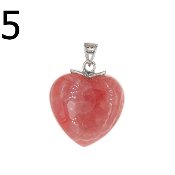 Rodochrozyt i srebro rodowane - zawieszka serce 21 mm
