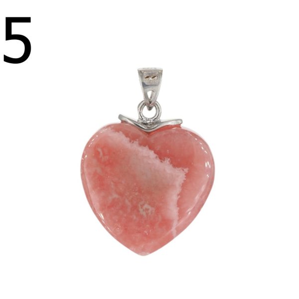 Rodochrozyt i srebro rodowane - zawieszka serce 21 mm
