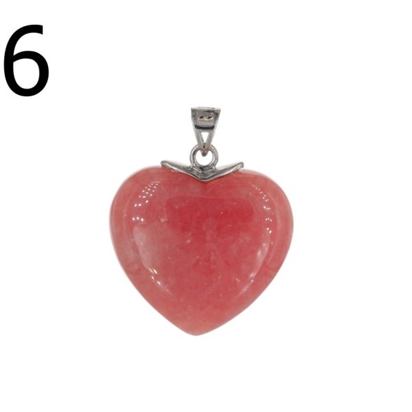 Rodochrozyt i srebro rodowane - zawieszka serce 21 mm