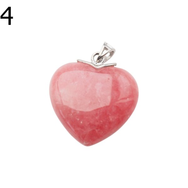Rodochrozyt i srebro rodowane - zawieszka serce 22 mm