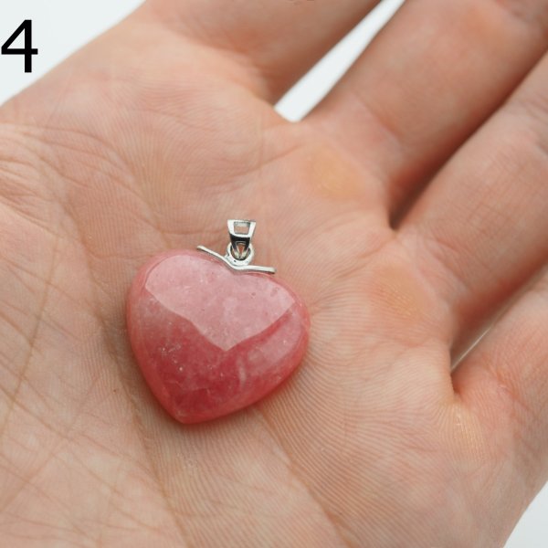 Rodochrozyt i srebro rodowane - zawieszka serce 22 mm