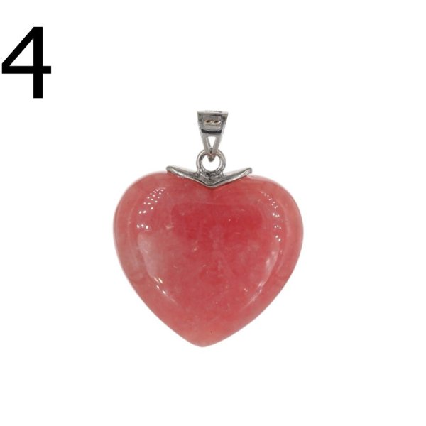 Rodochrozyt i srebro rodowane - zawieszka serce 22 mm