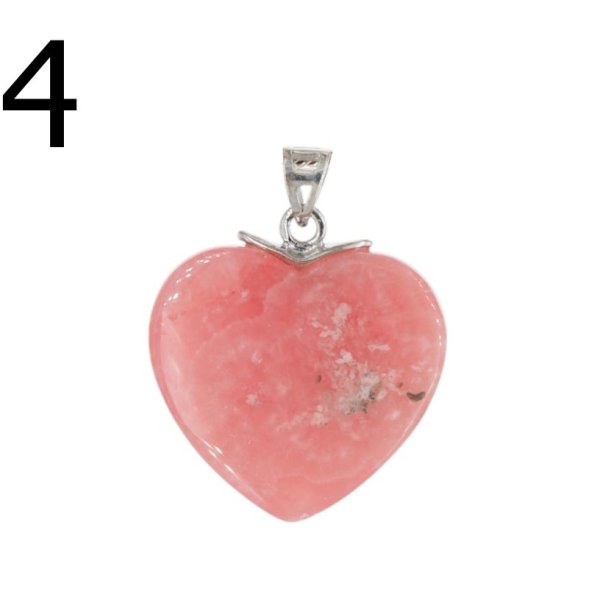 Rodochrozyt i srebro rodowane - zawieszka serce 22 mm