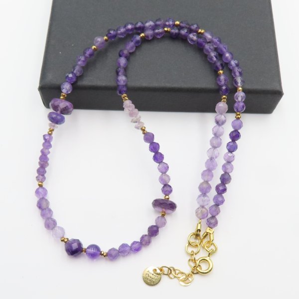 Ametyst w srebrze złoconym - naszyjnik