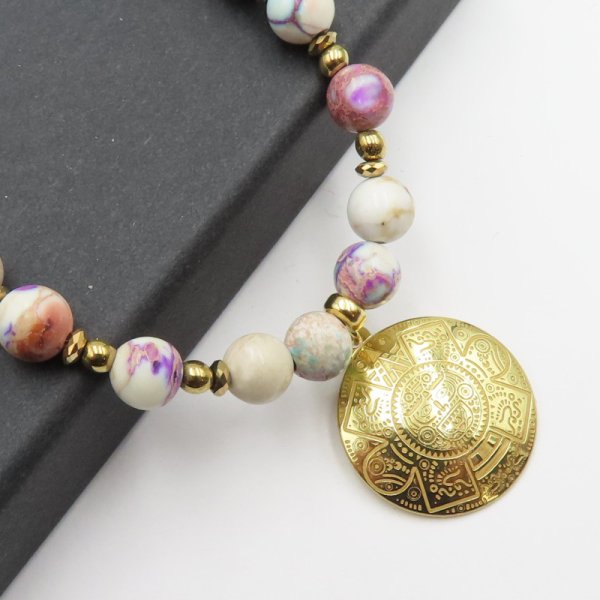 Jaspis i Hematyt w srebrze złoconym  - naszyjnik