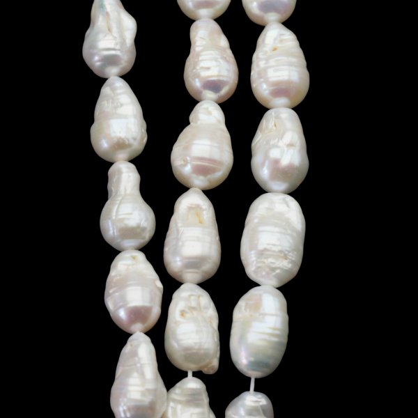 Perły Naturalne Hodowane białe barok 11-13x18-22 mm nr 433/2 (sznur)