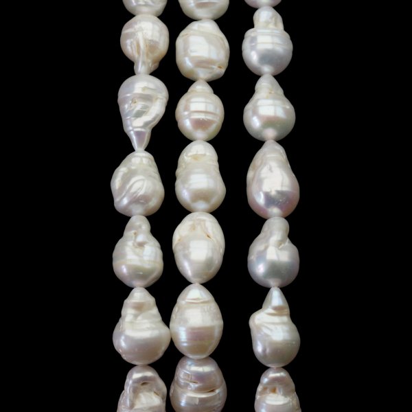 Perły Naturalne Hodowane białe barok 11-13x16-20 mm nr 433/2 (sznur)