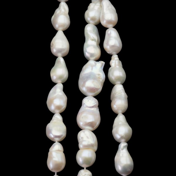 Perły Naturalne Hodowane białe barok 10x15-22 mm nr 436/1 (sznur)