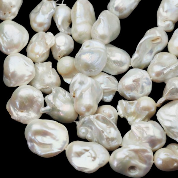 Perły Naturalne Hodowane białe barok 14x20-30 mm nr 437/2 (sznur)
