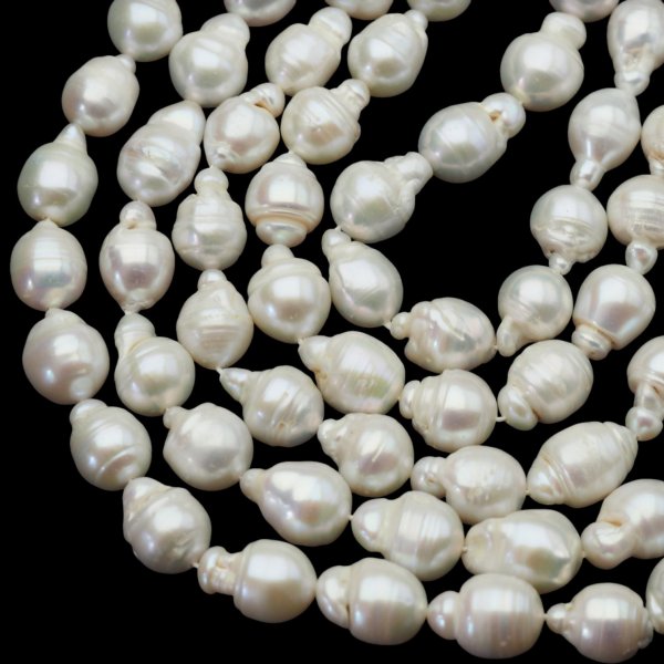 Perły Naturalne Hodowane białe barok 10x15mm nr 438/2 (sznur)