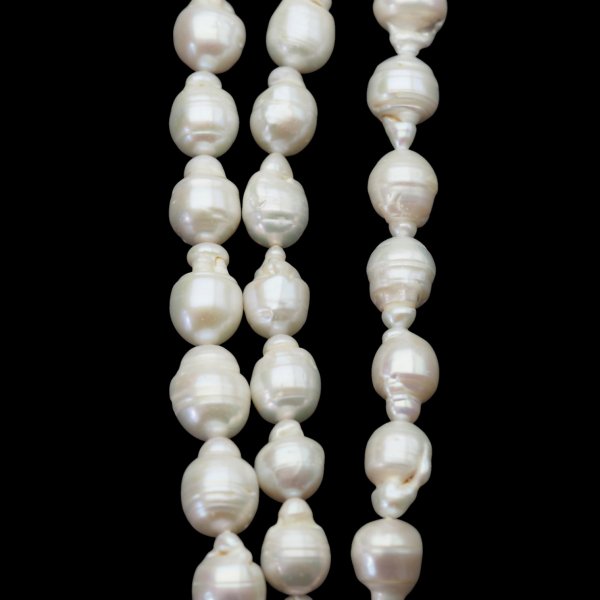 Perły Naturalne Hodowane białe barok 10x15mm nr 438/2 (sznur)