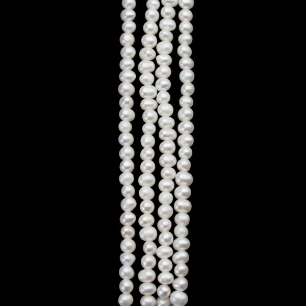 Perły Naturalne Hodowane białe 3-4 mm nr 441 (sznur)