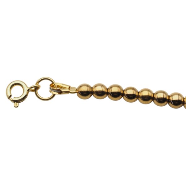 Bransoletka z hematytu pozłacanego 24K – kulki 4 mm, srebro 925 pozłacane