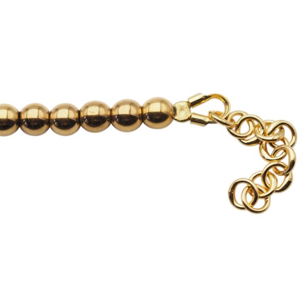 Bransoletka z hematytu pozłacanego 24K – kulki 4 mm, srebro 925 pozłacane