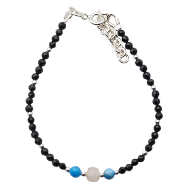 Bransoletka z turmalinem, cytrynem i apatytem – srebro 925, hematyt