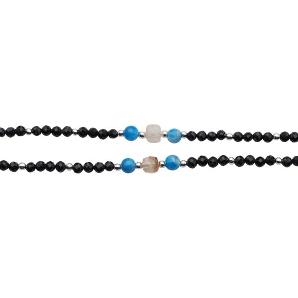 Bransoletka z turmalinem, cytrynem i apatytem – srebro 925, hematyt