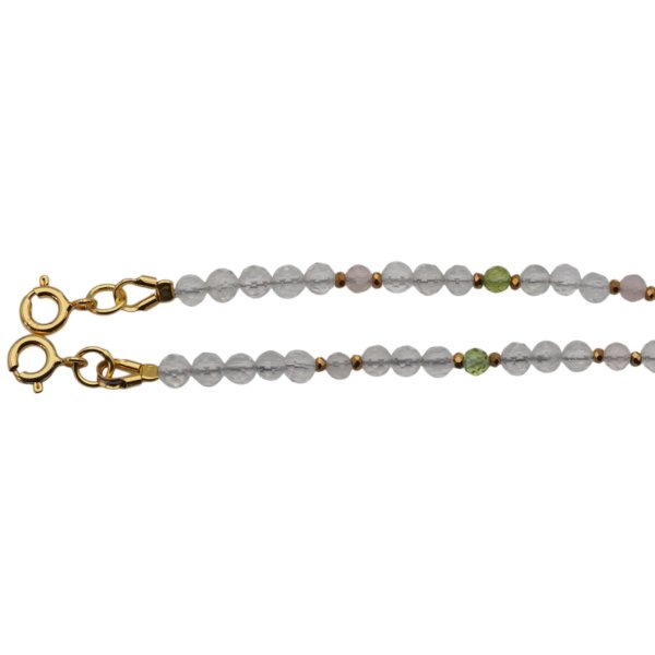 Bransoletka z cytrynu, kryształu górskiego i kwarcu różowego – srebro pozłacane 925