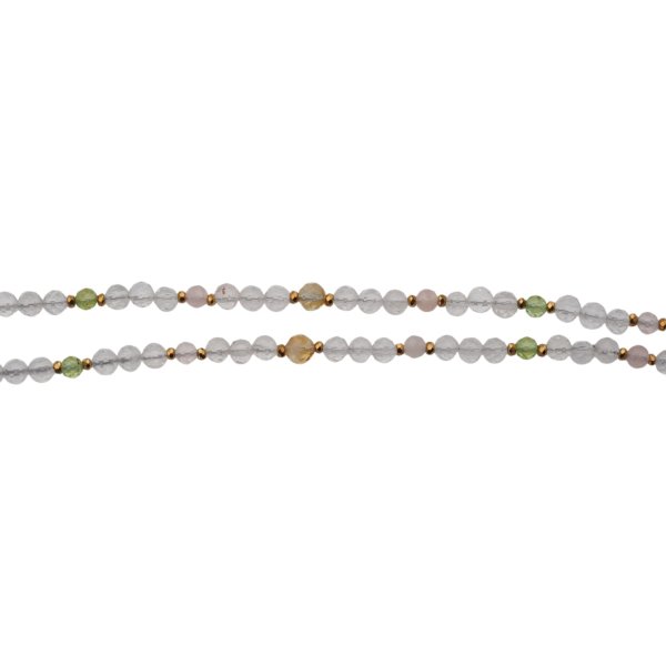 Bransoletka z cytrynu, kryształu górskiego i kwarcu różowego – srebro pozłacane 925