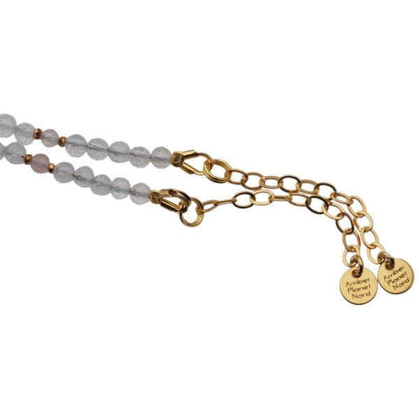 Bransoletka z cytrynu, kryształu górskiego i kwarcu różowego – srebro pozłacane 925