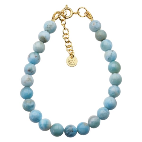 Bransoletka z larimaru na lince – srebro pozłacane 925