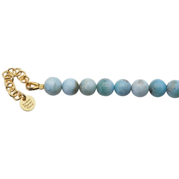 Bransoletka z larimaru na lince – srebro pozłacane 925