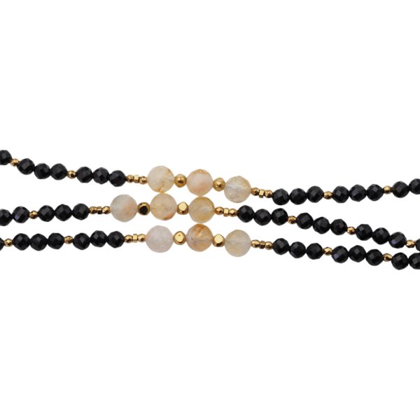 Bransoletka z turmalinem i cytrynem – złoty hematyt, srebro pozłacane 925