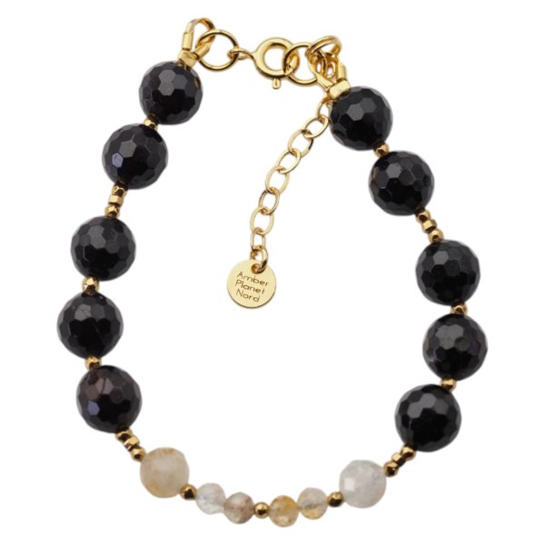 Bransoletka z turmalinem i cytrynem – złoty hematyt, srebro pozłacane 925