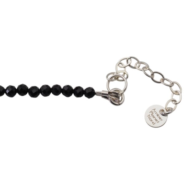 Naszyjnik z czarnego turmalinu i surowego ametystu – srebro 925, hematyt