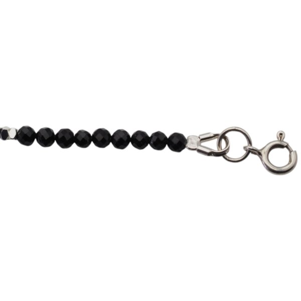 Naszyjnik z czarnego turmalinu i surowego ametystu – srebro 925, hematyt