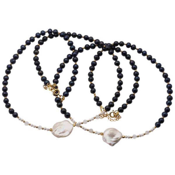 Naszyjnik z pereł hodowlanych i kryształu górskiego – srebro pozłacane 925