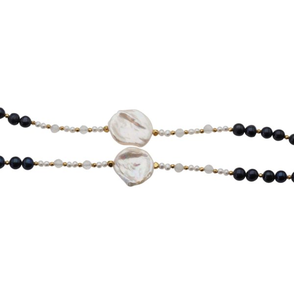 Naszyjnik z pereł hodowlanych i kryształu górskiego – srebro pozłacane 925