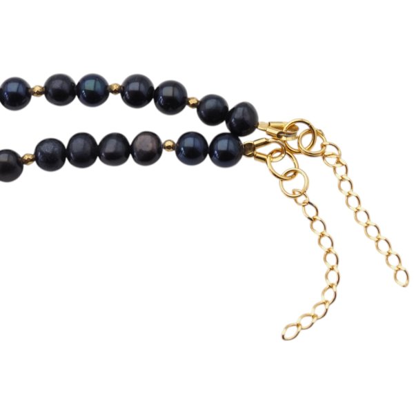 Naszyjnik z pereł hodowlanych i kryształu górskiego – srebro pozłacane 925