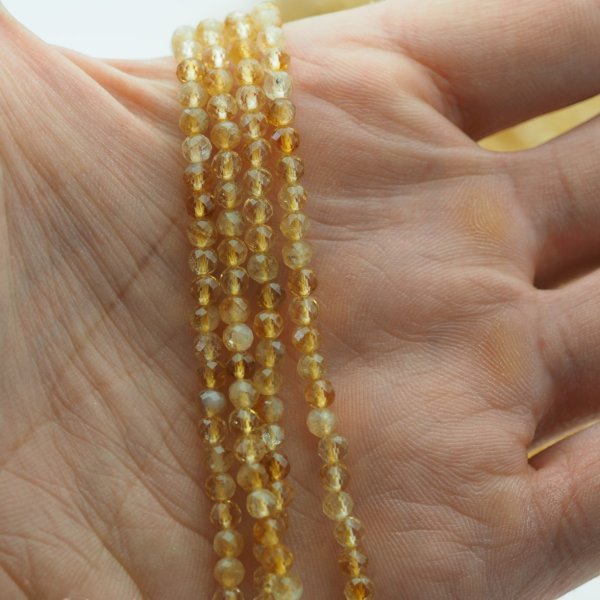 Cytryn (Lemon) Fasetowany kulka 3,8 mm (sznur)