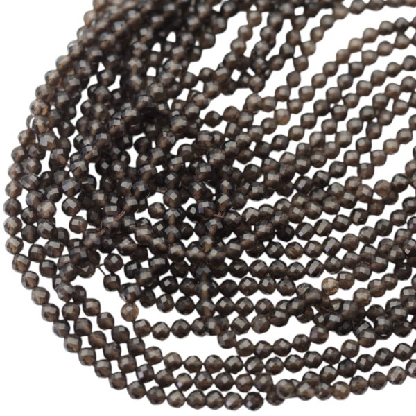 Kwarc dymny fasetowana kulka 4 mm (sznur)