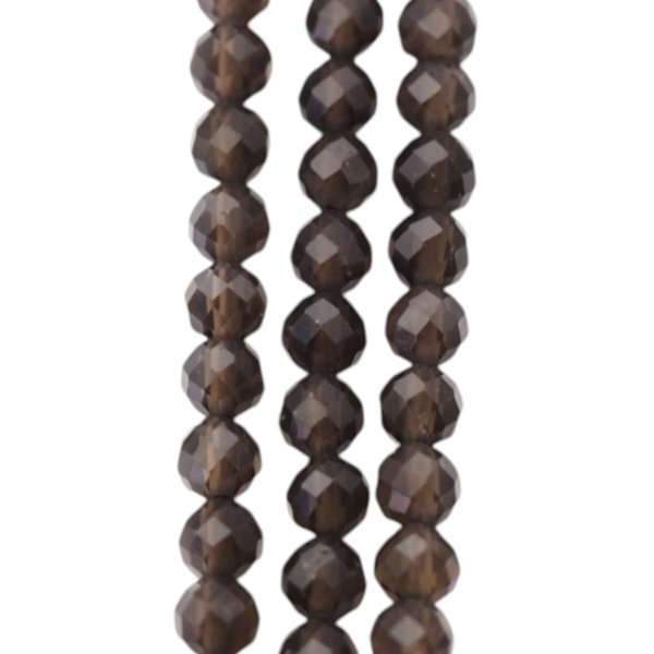 Kwarc dymny fasetowana kulka 4 mm (sznur)