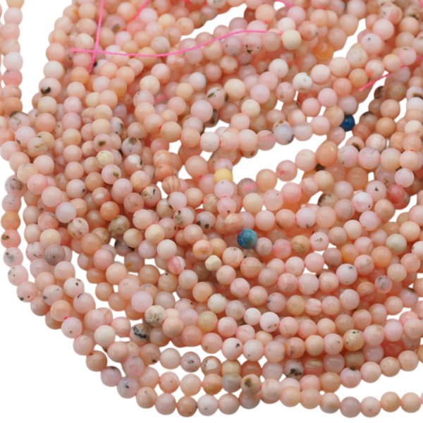 Opal Różowy kulki polerowane 4,5-5 mm (sznur)