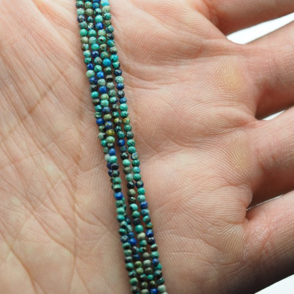 Azuryt fasetowane kulki 1,9 mm – sznur ok. 38 cm