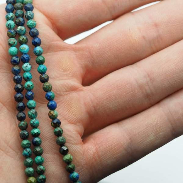 Azuryt fasetowane kulki 3,9 mm – sznur ok. 38 cm