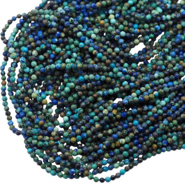Azuryt fasetowane kulki 3 mm – sznur ok. 38 cm