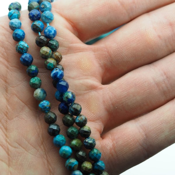 Azuryt fasetowane kulki 5,4 mm – sznur ok. 38 cm