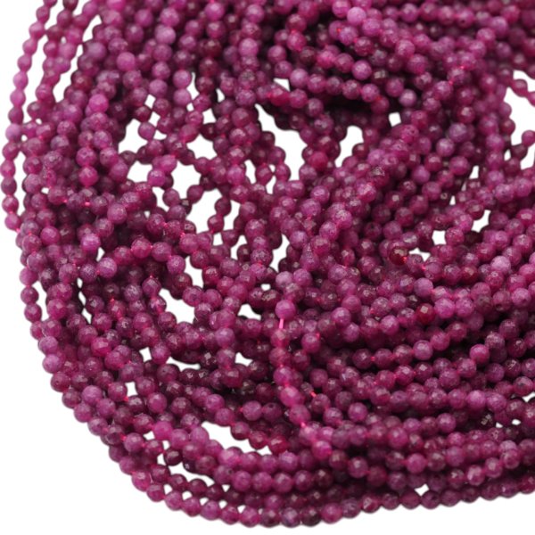 Rubin fasetowane kulki 3,3 mm (sznur)