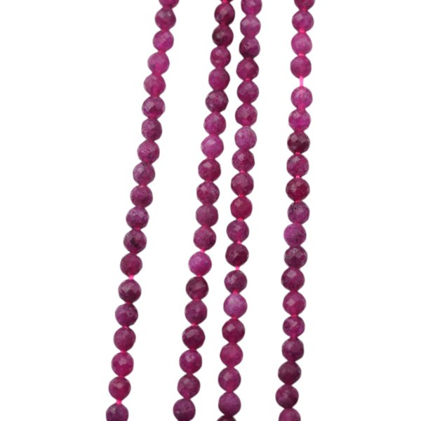 Rubin fasetowane kulki 3,3 mm (sznur)