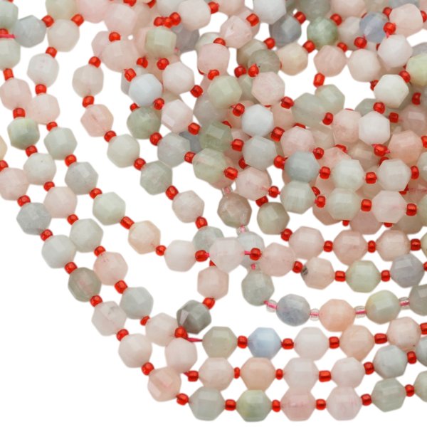 Morganit fasetowany wielościany 8 mm (sznur)