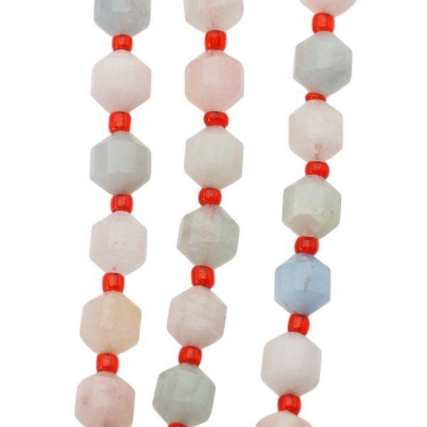 Morganit fasetowany wielościany 8 mm (sznur)