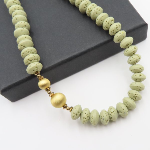 Lawa Wulkaniczna i srebro złocone - naszyjnik