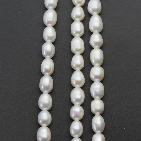 Perły Naturalne Hodowane białe ryż 5 mm nr 450 mm (sznur 34,5 cm)