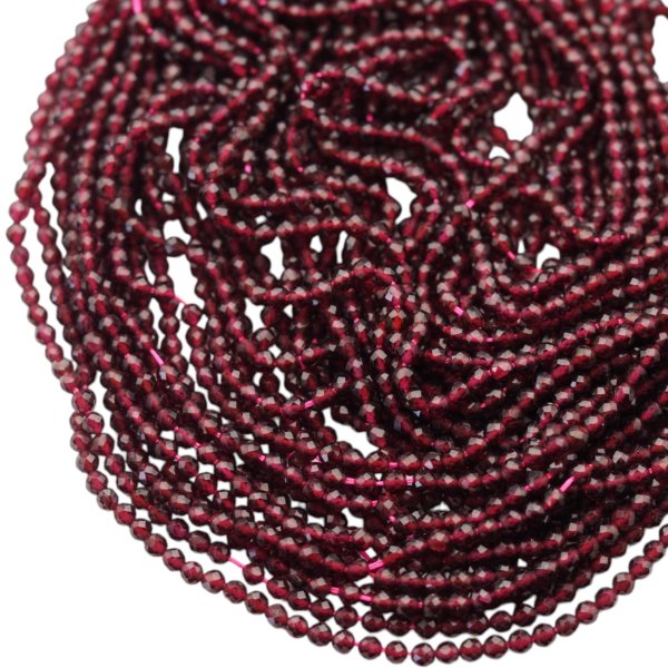 Granat fasetowany kulki 3,3 mm – sznur ok. 38 cm