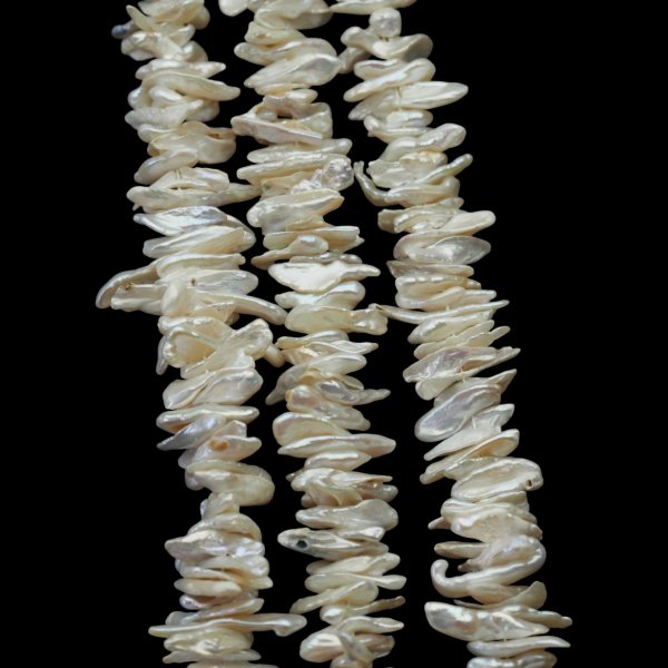 Perły Naturalne Hodowane płaskie patyki 3-4x10-16 mm nr 457 mm (sznur 36 cm)