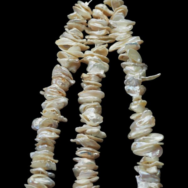 Perły Naturalne Hodowane płytka nieregularna 12-15 mm nr 458 mm (sznur 36 cm)